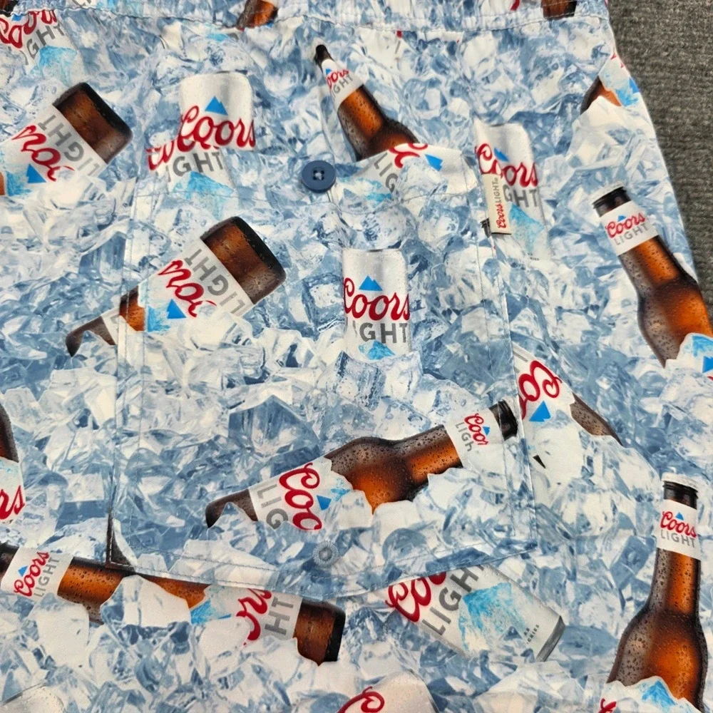 Coors Light‎ Swim Trunks Mens 4XB Beer Bottle Ice Pattern Drawstring Shorts